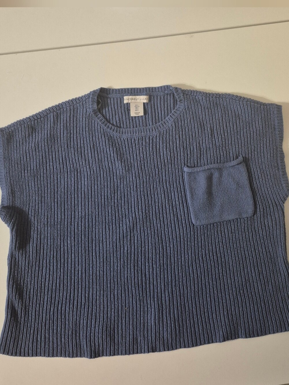 Sincerely Jules Periwinkle Blue Ribbed Knit Sweater Vest Size Large